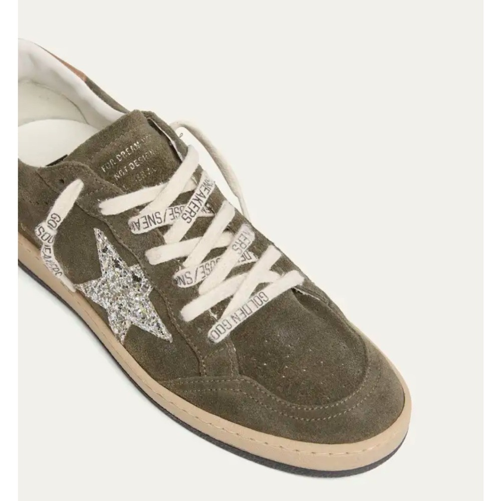 Golden Goose Ballstar Low-top forest Green Suede Sneakers with Glitter Star
